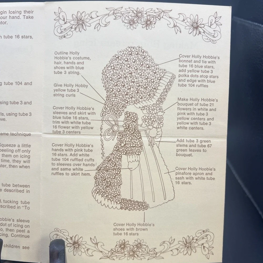 1976 Wilton Complete Instructions Baking Decorating Holly Hobbie Cake Foldout
